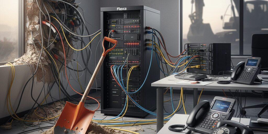 Nooddoorschakeling storing Nooddoorschakeling storing treft je bedrijf en elk gesprek telt. Je mist leads en service, vaak door graafschade of uitval. Wij van Flexa Voip grijpen direct in. We stabiliseren je telefooncentrale en VoIP met failover, PBX, SIP trunk en fallback. We zetten nooddoorschakeling naar mobiel aan en testen router, firewall, internetstoring…