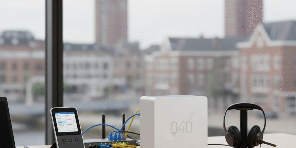 Zakelijke telefonie Eindhoven 040 Zakelijke telefonie Eindhoven 040 begint bij Flexa Voip. Wij geven je een snelle VoIP cloud telefooncentrale met 040 nummer, zodat je team helder en lokaal klinkt. Je krijgt IVR keuzemenu, wachtrij, doorschakelen, call recording, voicemail naar email, CRM koppeling, Microsoft Teams, softphone app, SIP trunk, vast mobiel integratie en soepele…