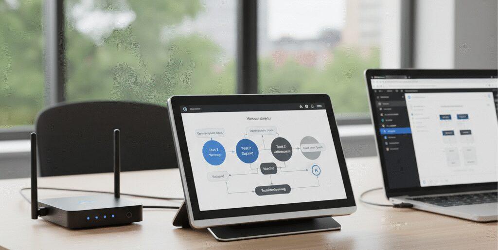 Zo ziet een Ivr voorbeeld zakelijke telefonie eruit dat werkt. Bij Flexa Voip maak je een telefoonmenu met keuzetoetsen, welkomstboodschap en slimme routering. Wij koppelen openingstijden, wachtrij, doorverbinden, voicemail, spraakherkenning en tekst naar spraak aan je cloud telefooncentrale en VoIP PBX. Denk aan sales support storingen en filialen. Met dit&hellip;
