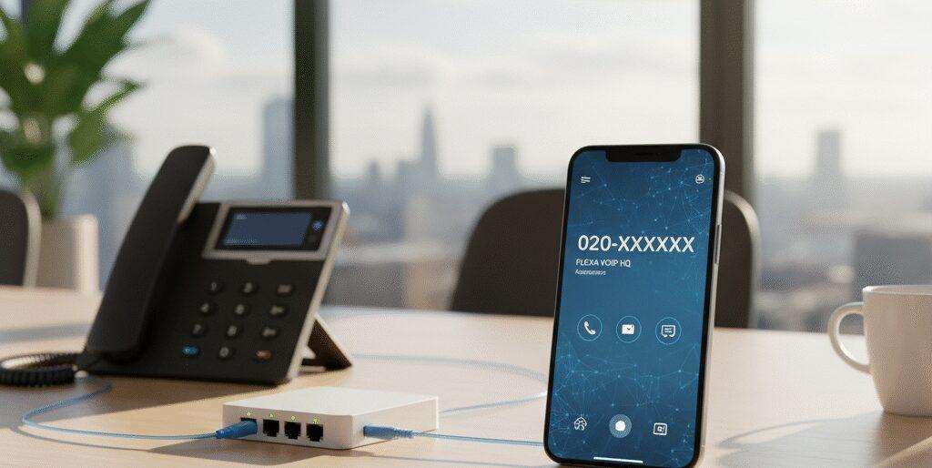Met Flexa Voip geef je jouw bedrijf een Zakelijk vast nummer op mobiel via een moderne VoIP telefooncentrale. Eenvoudig, schaalbaar en klaar voor groei in Nederland en België. Jij werkt met één app en wij regelen nummerbehoud, belplan, keuzemenu, wachtrij, voicemail, doorschakeling, belgroepen en rapportages. Jij neemt op waar je&hellip;